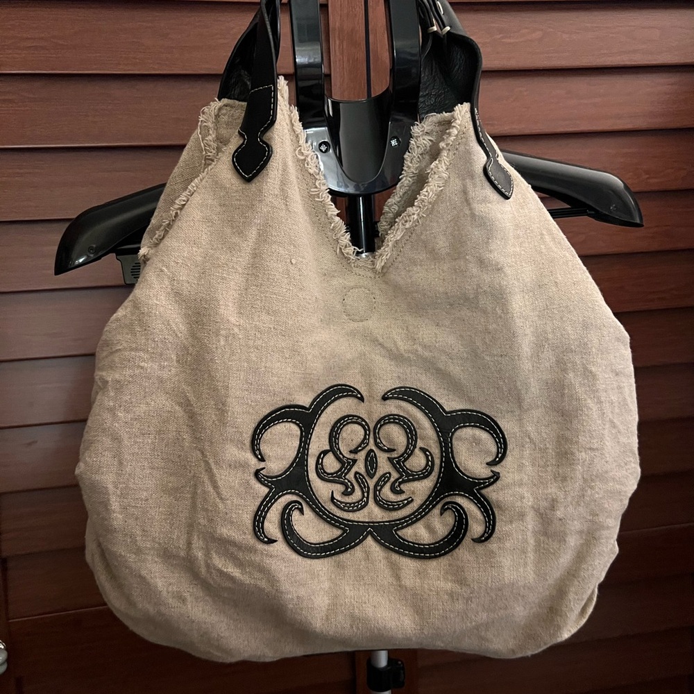 Kate Landry Tan Shoulder Bag with Black Accents